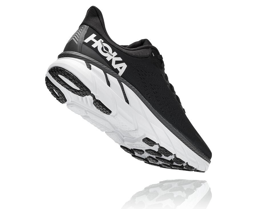 Hoka Australia One One Clifton 7 - Mens Running Shoes Black/White - PQVNH-5314